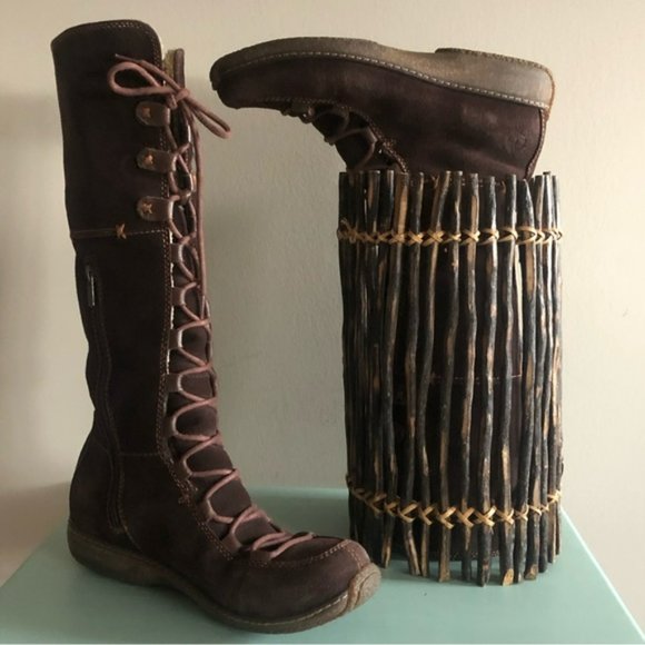 TIMBERLAND Moorland Hollace Suede Knee High Lace Up Boots - Picture 4 of 5